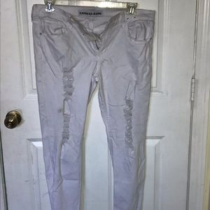 Distressed White Jeans